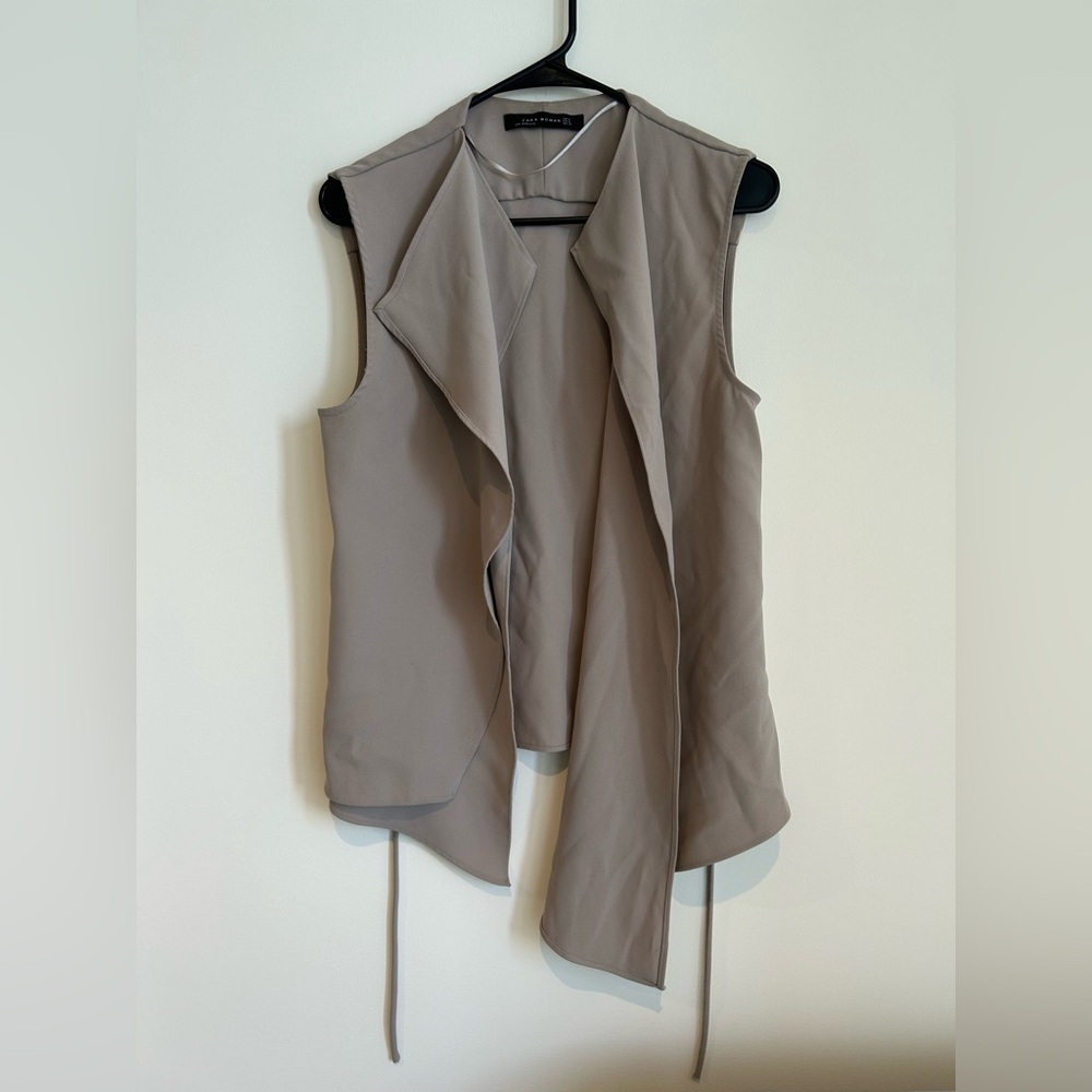 ZARA Asymmetrical Sleeveless Vest with Tie Front - Picture 10 of 13